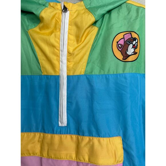 Buc-ee's Beaver Color Block Pastel Windbreaker XS - Picture 3 of 5